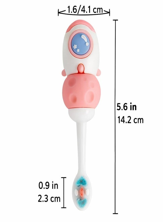SMILE BABY 3D Cartoon Handle Soft Bristles Toothbrush for Children's with Travel Case 2 To 7 Years (ROKET PINK) - Image 3